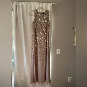 SOLD - ADRIANNA PAPELL | 3D Floral Beaded Halter Blouson Gown